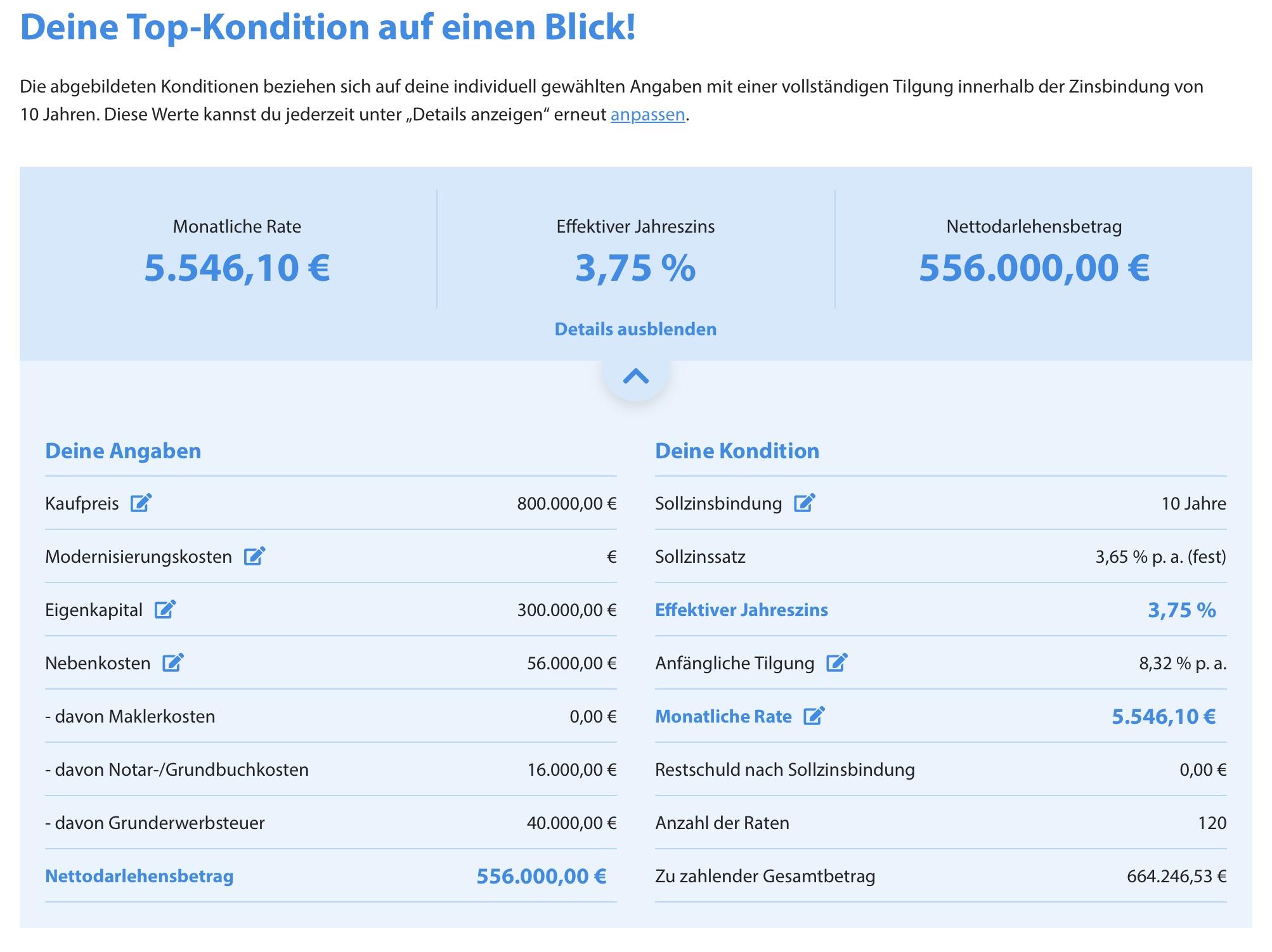 DKB mortgage calculator